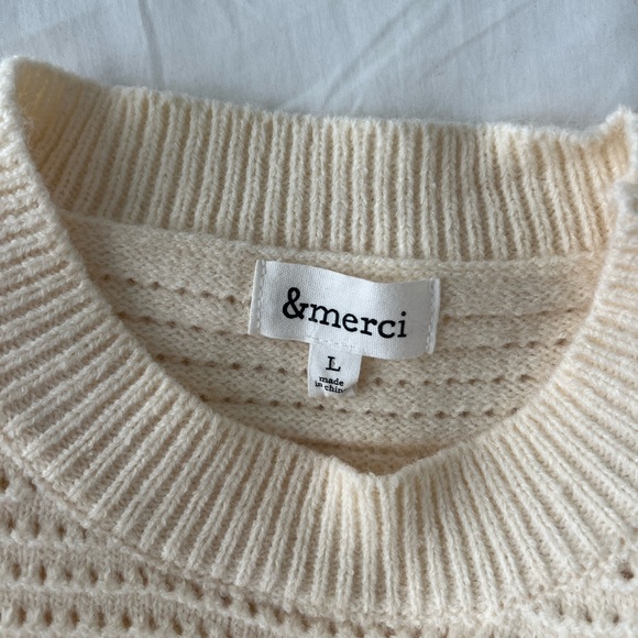 Cream Knit Sweater - Scoop Neck - Picture 3 of 6